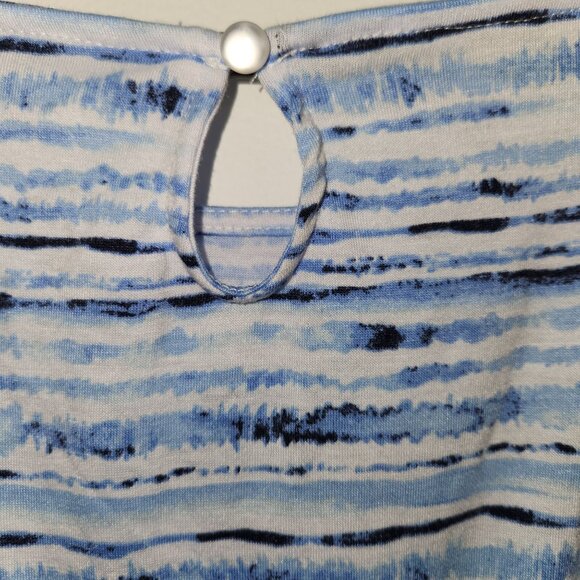 Just Be Womens Blue & White Striped Dress 3X Polyester Spandex Short Sleeve 4184 - Picture 3 of 10